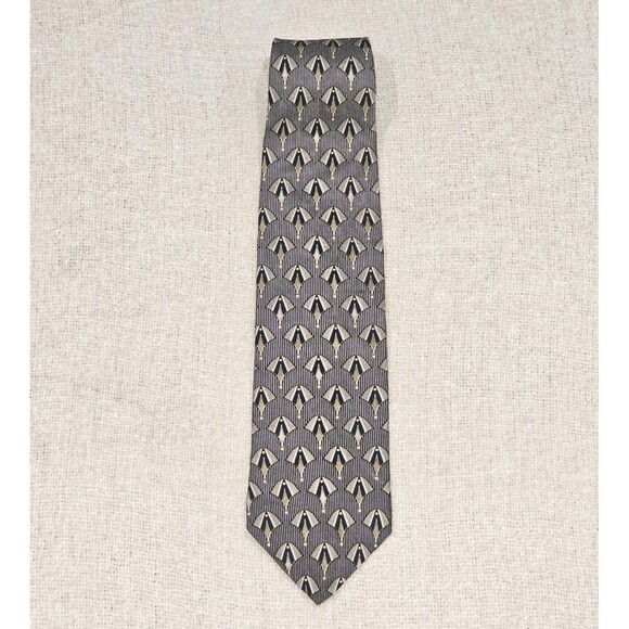 George Machado Other - VTG Zylos George Machado Art Deco Mens Gold & Black Neck Tie 100% Silk 57x3.75